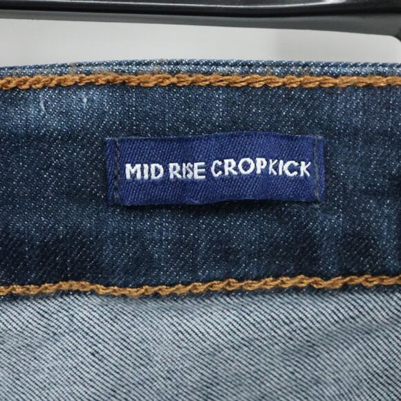 Chaps Jeans Womens 10 Blue Cotton Stretch Denim Mid Rise Crop Kick Flare 30W New - Picture 5 of 14